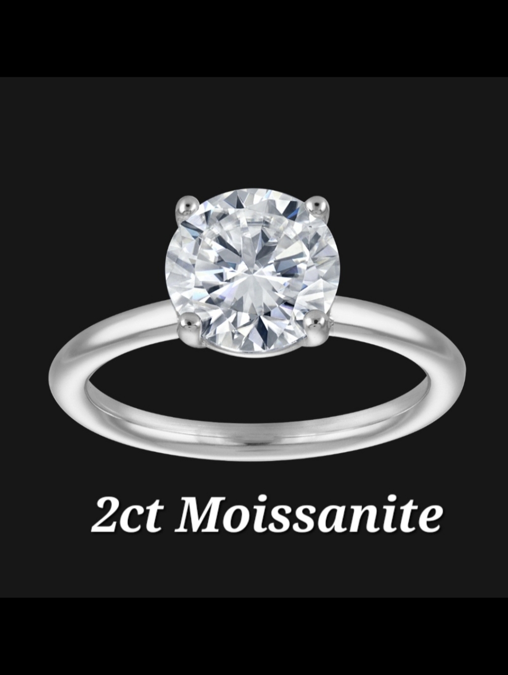 2ct Moissanite Round Solitaire Ring SZ 9 NEW